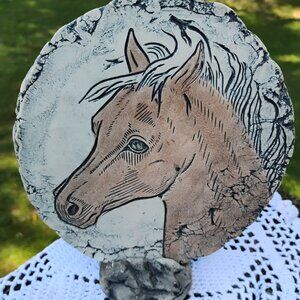 Horse image Shapes of Clay Mt St Helens Ash Art by Stan Langtwait disc with stan